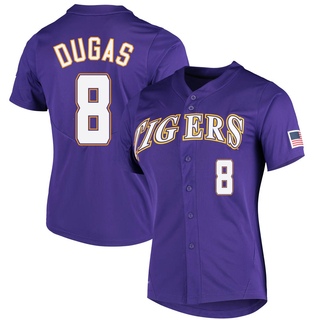 Men's LSU Tigers Purple Full Button Replica Baseball Jersey