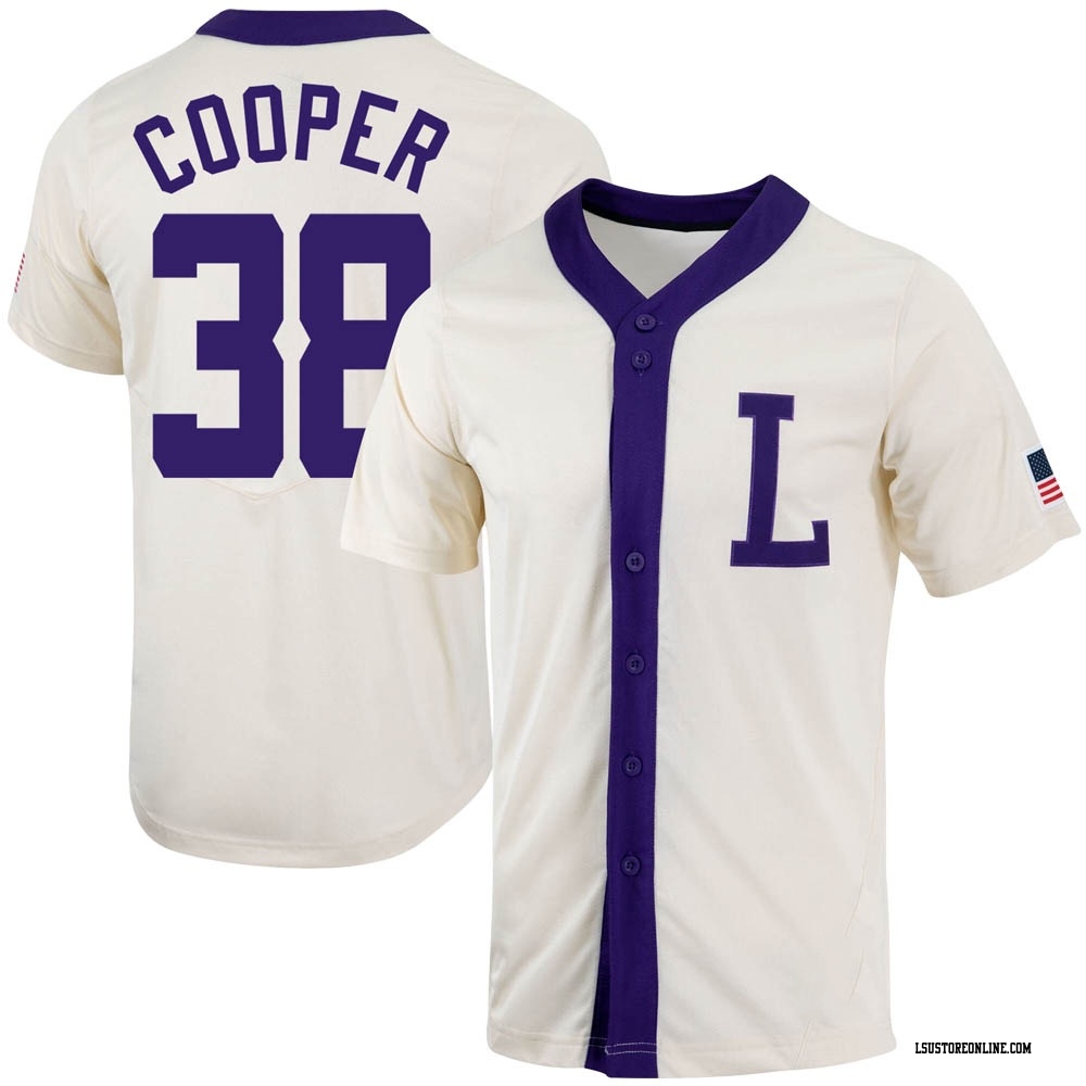 Riley Cooper Replica Men's LSU Tigers Natural Full-Button Baseball